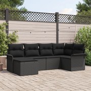 vidaXL Set de canapele pentru grădină cu pernă 6 pcs Negru Rattan poli