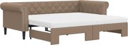 vidaXL Pat de zi cu extensie și saltele cappuccino 90x200 cm piele eco
