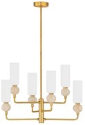 Candelabru cu 6 brate, Metal, Auriu, Travertin, Sticla, FILOMENA