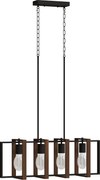 HOMCOM Candelabru Suspendat Rustic cu 4 Cadre Rotative și Lanț Regulabil, 80x21x90-130 cm, Negru și Nuc | Aosom Romania