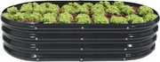 Jardiniera oval din tablă de culoare antracit 120 x 60 x 30 cm