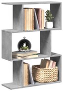 vidaXL Bibliotecă/separator 3 niveluri gri beton 70x24x97 cm lemn