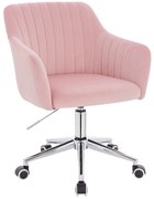 HR190K Scaun Roz Pudra din Catifea cu Bază Cromata