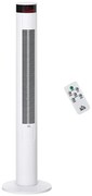 HOMCOM Ventilator de Turn cu Panou LED, 3 Viteze, 4 Moduri, 45W, Telecomandă, Alb | Aosom Romania