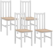 HOMCOM Set de 4 scaune de bucătărie, Scaune de masă Scaune de living, Lemn masiv, design modern, 38,5 cm x 47,5 cm x 99 cm, Natural | Aosom Romania