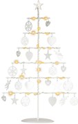 Brad decorativ de Crăciun din metal - alb, 25 LED-uri, alb c