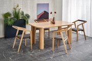 Set masa extensibila Elefante L160-240 cm + 4 scaune Azul 2 stejar natural/gri catifea
