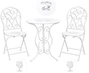 Set masa si 2 scaune bistro, din metal, Country Chic