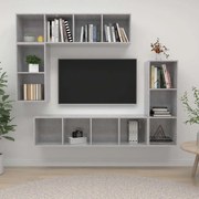 vidaXL Set dulap TV, 4 piese, gri beton, lemn prelucrat