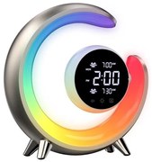 Immax 08981L - Lampă de birou LED RGBW dimabilă cu ceas PEACOCK LED/20W/5V USB