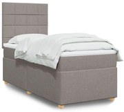 vidaXL Pat box spring cu saltea, gri taupe, 90x200 cm, textil