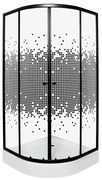 Cabină de duș curbată Pixel Black 80 cu cădiță de duș