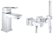 Set complet baterii baie Grohe Eurocube,baterie lavoar marimea S,baterie cada set de dus inclus - (23141000 ) ,( 2312700e  )