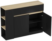 HOMCOM Buffet meuble de rangement avec 2 tiroirs 3 étagères ouvertes et placard 2 portes 110 x 29,5 x 82 cm noir | Aosom Romania
