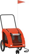 vidaXL Remorcă de bicicletă animale portocaliu/gri, textil oxford/fier