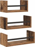 vidaXL Set rafturi de perete 3 pcs Lemn Vechi 40x16x14cm Lemn compozit