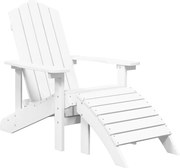 vidaXL Scaun de grădină Adirondack cu suport pentru picioare alb HDPE