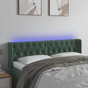 vidaXL Tăblie de pat cu LED, verde închis, 147x16x78/88 cm, catifea