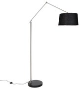 Lampa de podea moderna din otel cu abajur din in negru 45 cm - Editor