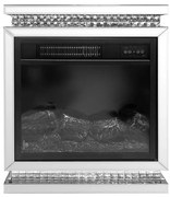 Șemineu decorativ electric MDF cu oglindă argintie – 42x32x60 cm