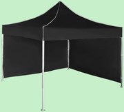 Pavilion de grădină 3x3m – din aluminiu, Negru, 2 pereţi laterali