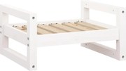 vidaXL Pat pentru câini, alb, 55,5x45,5x28 cm, lemn masiv de pin
