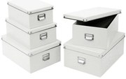 Set cutii de depozitare, 5 piese, Zeller, Carton, Alb