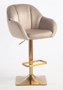 HR2055KW Scaun Latte din Catifea cu Bază Aurie