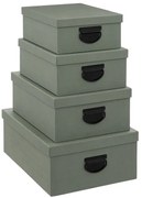 Set 4 cutii depozitare Sorter Green, 28 x 22 x H 11 cm, 30.5 x 24 x H 12.5 cm, 35 x  26 x H.14 cm, 39.5x 30 x H 16 cm