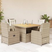 vidaXL Set mobilier de grădină cu perne, 5 piese, bej, poliratan
