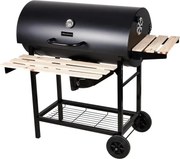 Gratar pe carbuni Klausberg KB 9033, Capac cu inchidere, Termometru, Suporturi laterale, Sertar pentru cenusa, Roti, Otel, Negru