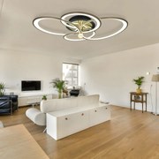 Lustra LED Maddy Two, Cu Telecomanda, 3 Tipuri De Lumina, Intensitate Reglabila, 103W, Negru/Auriu