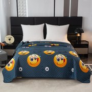 Cuvertura pentru pat cu model FUNNY EMOJI gri Dimensiune: 170 x 210 cm