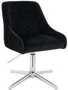 HR920CROSS Scaun Neagră din Catifea cu Bază Cromata