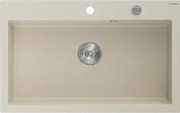 Mexen Elix chiuvetă de bucătărie din granit cu 1 compartiment 800 x 500 mm, bej, sifon cromat - 6527801005-69