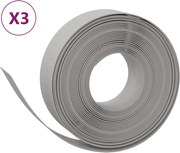 vidaXL Borduri de grădină, 3 buc, gri, 10 m 15 cm, polietilenă