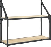 vidaXL Raft de perete cu 2 niveluri, stejar Sonoma, 60x21x51 cm, lemn stratificat