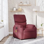 vidaXL Fotoliu de masaj rabatabil, roșu vin, material textil