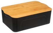 Cutie din plastic si capac din bambus, 13,5 L, negru