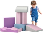 HOMCOM Set de Cuburi Moi pentru Copii, stimulează creativitatea, piele artificială, 40x40x20 cm, Multicolor, 1-3 ani | Aosom Romania