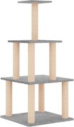 vidaXL Ansamblu de pisici, stâlpi din funie sisal, gri deschis, 111 cm