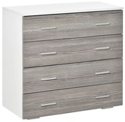 HOMCOM Comodă Modernă cu 4 Sertare, Manere din Aluminiu, Structură din Lemn, 76x35x72 cm, Alb și Gri | Aosom Romania