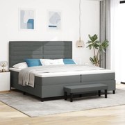 vidaXL Pat cu arcuri cu saltea Gri închis 200 x 200 cm țesătură