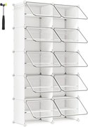 Organizator pentru pantofi KIMBERLY, 10 compartimente, alb/transparent SongmicsHome