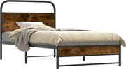 vidaXL Cadru de pat fără saltea 100x200 cm Stejar fumuriu