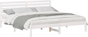 vidaXL Cadru de pat cu headboard Alb 200 x 200 cm Lemn de pin masiv