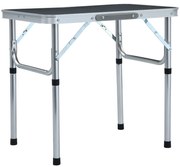 vidaXL Masă de camping pliabilă, gri, 60 x 45 cm, aluminiu