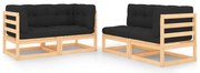 vidaXL Set mobilier de grădină cu perne, 4 piese, lemn masiv de pin