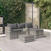 vidaXL Set mobilier de grădină cu perne, 3 piese, gri, poliratan
