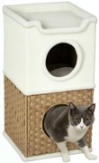 PawHut Casa pentru pisici de interior cu 3 nivele, casa pentru pisici cu zgâriere din sisal pentru zgâriere 41 x 41 x 75,5 cm, crem | Aosom Romania